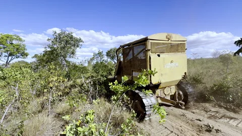 Bulldozer Clearing Vegetation Amid Climate Change Debate in Amazon Stock Footage 339910147