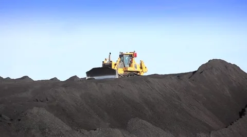 Bulldozer in coal storage Stock-Footage 47072983