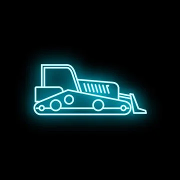 Bulldozer construction machine neon glowing icon design 스톡 일러스트