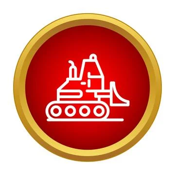 Bulldozer construction machine outline icon in circle Stock Illustration