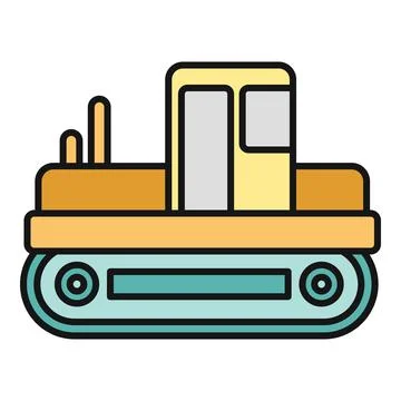 Bulldozer construction machine vector illustration outlining work Stock Illustration