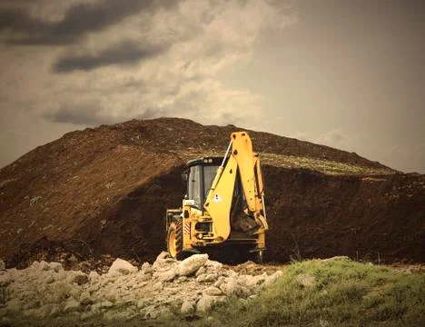 Bulldozer at the construction Stock Photos