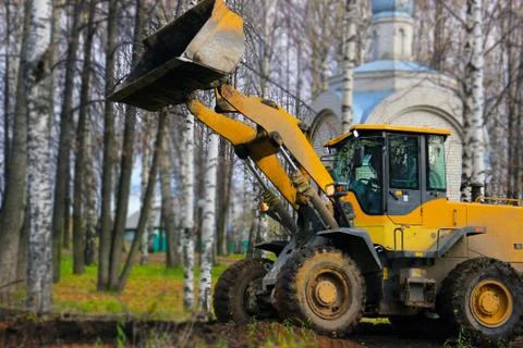 Bulldozer at the construction Foto stock