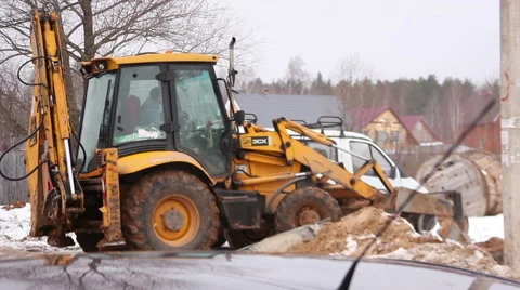 Bulldozer on a construction site Stock Footage 61836458