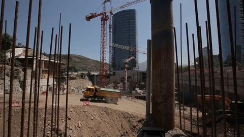 Bulldozer on construction site Stock Footage 77129484