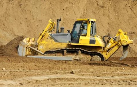 Bulldozer at construction site Stock Photos