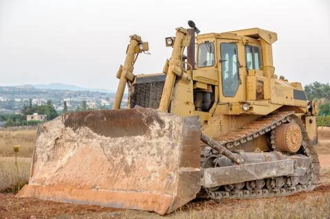 Bulldozer on construction site Stock Photos