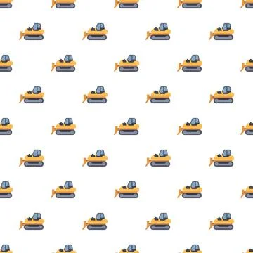 Bulldozer construction vehicles seamless pattern background 스톡 일러스트