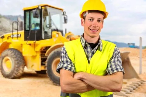 Bulldozer driver. Stock Photos