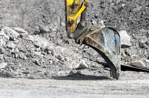 Bulldozer on excavation Stock Photos