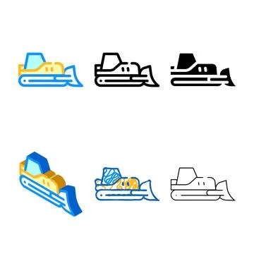 Bulldozer forms tractor color icon vector isolated Stock Illustration