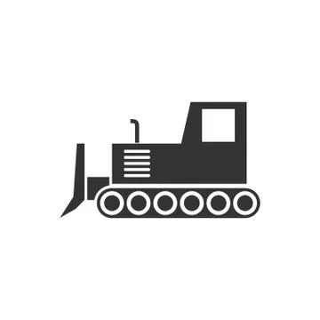 Bulldozer icon flat Stock Illustration