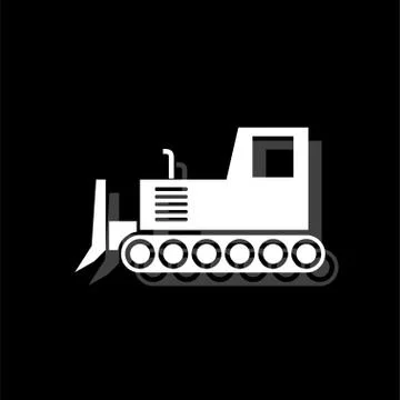 Bulldozer icon flat Stock Illustration