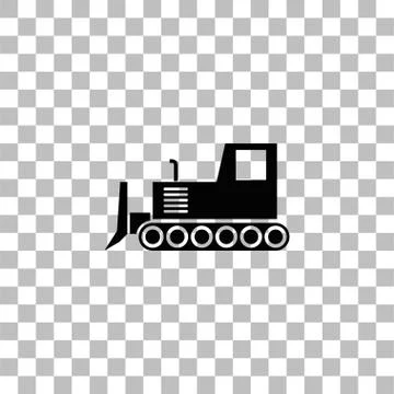 Bulldozer icon flat Stock Illustration