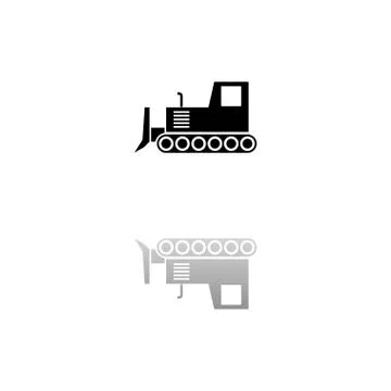 Bulldozer icon flat Stock Illustration