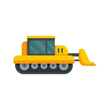 Bulldozer icon flat isolated vector 스톡 일러스트