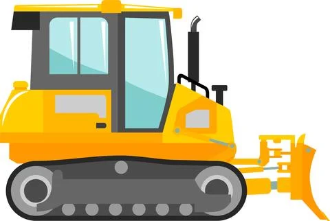 Bulldozer Icon in Flat Style. Vector Illustration Illustrazione stock