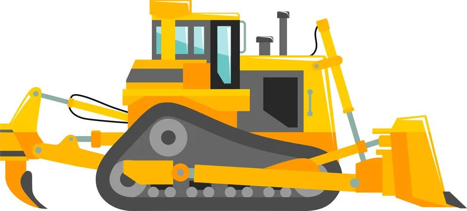 Bulldozer Icon in Flat Style. Vector Illustration Stock Illustration