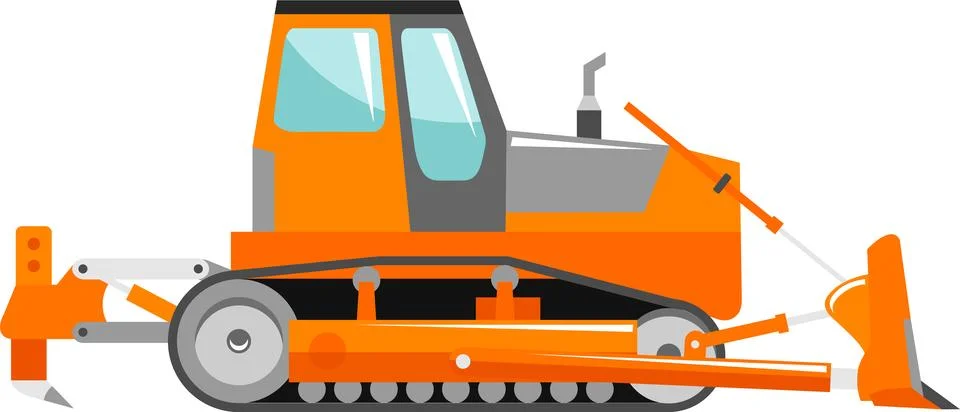 Bulldozer Icon in Flat Style. Vector Illustration Stock Illustration