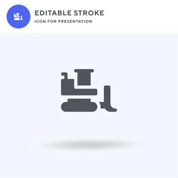 Bulldozer icon vector, filled flat sign, solid pictogram isolated on white, logo Illustrazione stock