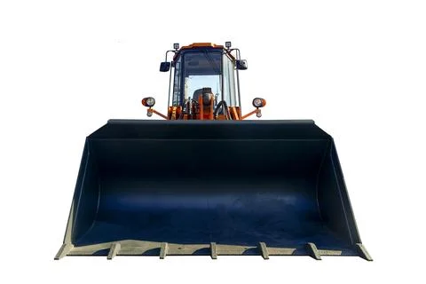 Bulldozer isolate. Crawler Construction tractor bulldozer on empty background Foto stock