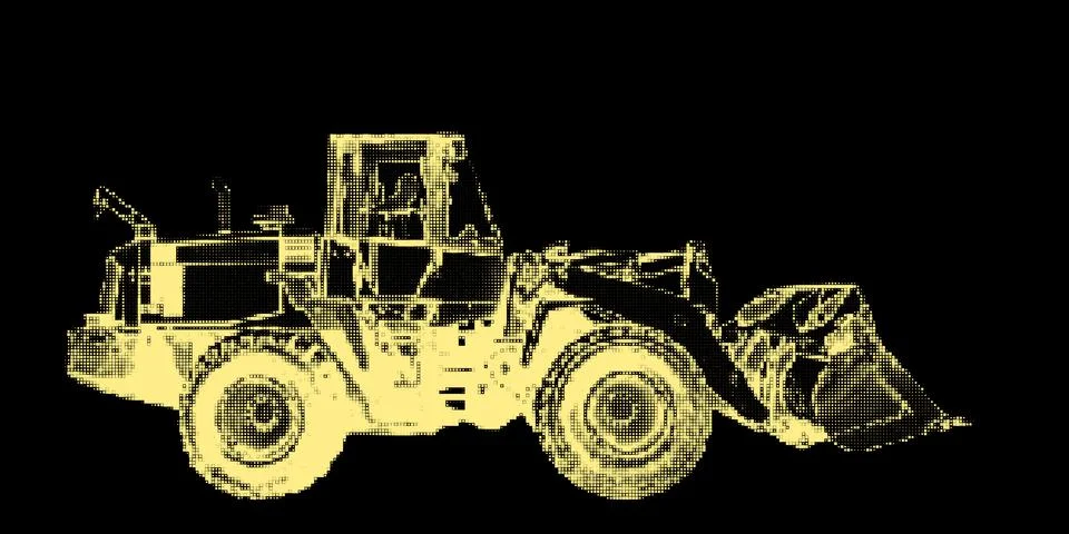 Bulldozer. Isolated on black background. Vector illustration. Иллюстрация