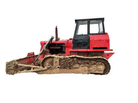 Bulldozer isolated on white background Photos