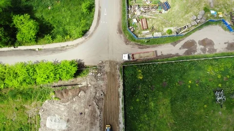 The bulldozer leveled the ground. The work of the bulldozer. Work machinery. Stock Footage 111529524