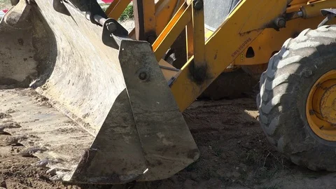 Bulldozer loader excavator construction machine, close up Video stock 74972590