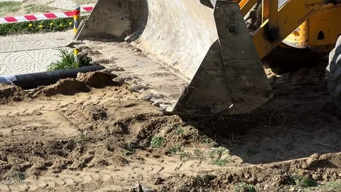 Bulldozer loader excavator construction machine, close up Video stock 74973605