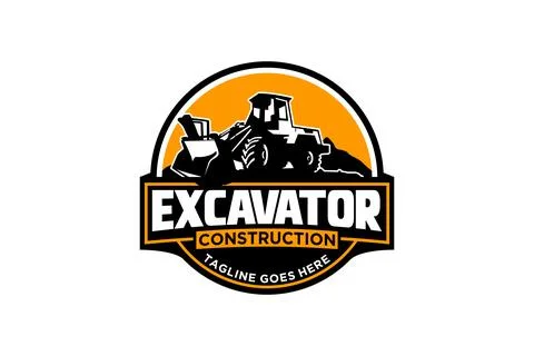Bulldozer logo template vector. Heavy equipment logo vector for constructio.. Stock Illustration