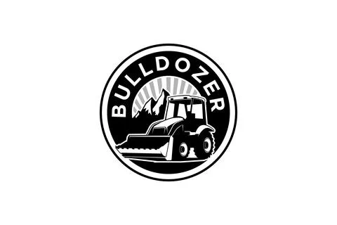 Bulldozer logo template vector. Heavy equipment logo vector for constructio.. Illustrazione stock