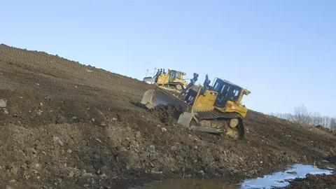 Bulldozer Moving Sand Stock Footage 127035985