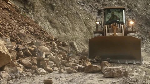 Bulldozer moving soil Video stock 77044966