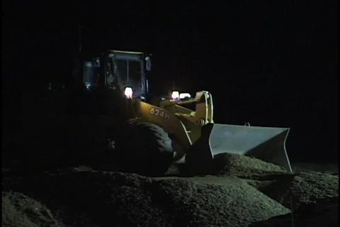 Bulldozer at Night Stock Footage 296914