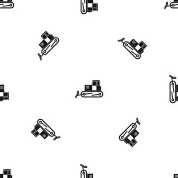 Bulldozer pattern seamless black Illustrazione stock
