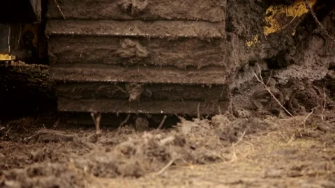 A bulldozer rides on the ground Stock Footage 171281857