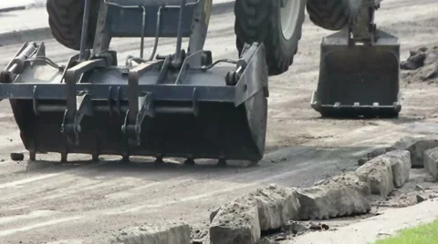 Bulldozer on the road Stock Footage 65486189