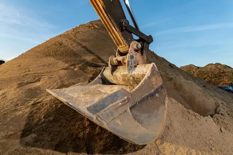 Bulldozer at sand pit Stock Photos