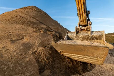 Bulldozer at sand pit Stock Photos