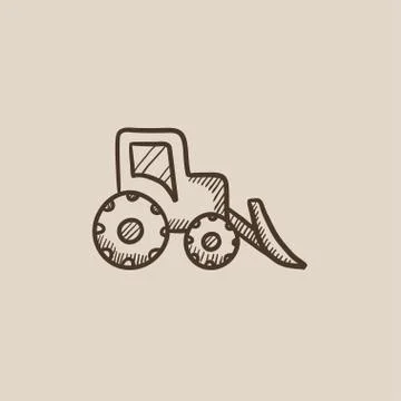 Bulldozer sketch icon Stock Illustration