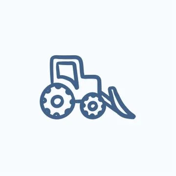 Bulldozer sketch icon Stock Illustration