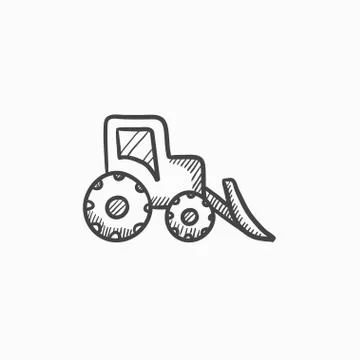 Bulldozer sketch icon Stock Illustration
