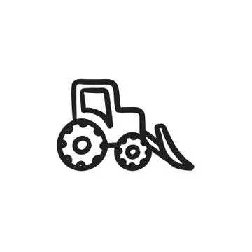 Bulldozer sketch icon Stock Illustration