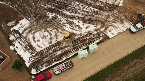 Bulldozer Stirring Lime to Stabilize the Soil, Bryan, Texas, USA Stock Footage 129395706