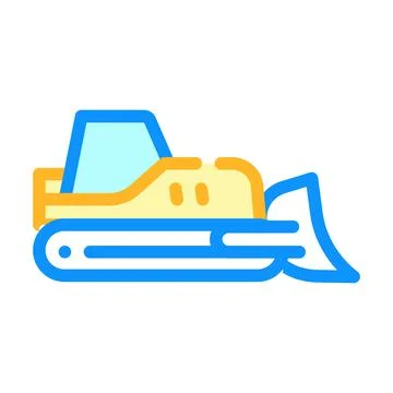 Bulldozer tractor color icon vector isolated illustration Stock Illustration