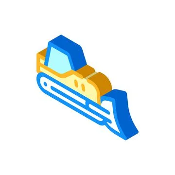 Bulldozer tractor isometric icon vector isolated illustration Illustrazione stock