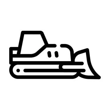 Bulldozer tractor line icon vector isolated illustration Illustrazione stock