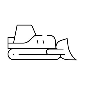 Bulldozer tractor line icon vector isolated illustration Stock Illustration