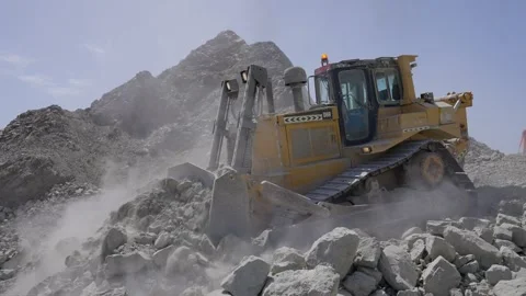 Bulldozer under work in construction site in Oman Stock Footage 325430169